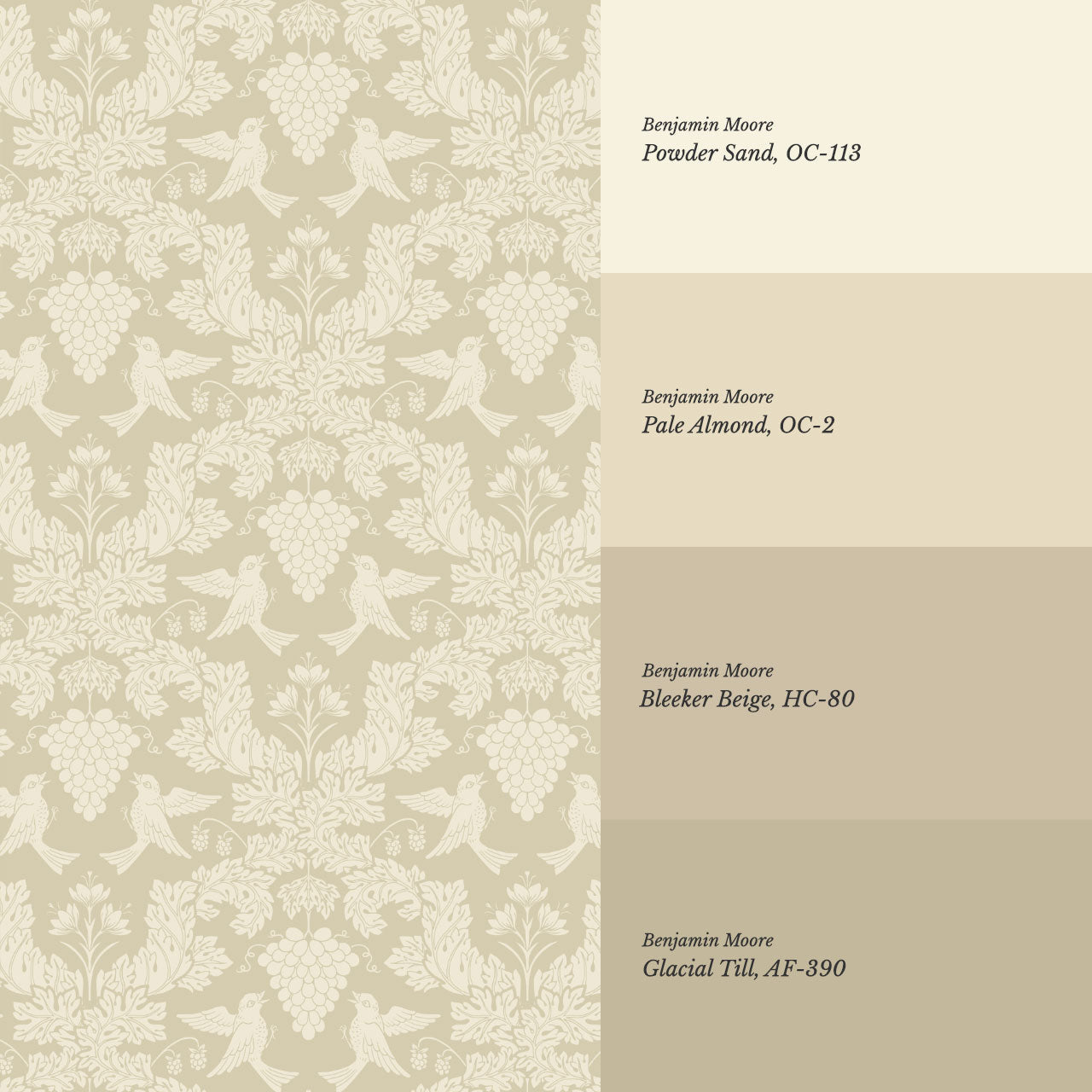 Alessandra Grape Damask Beige Wallpaper