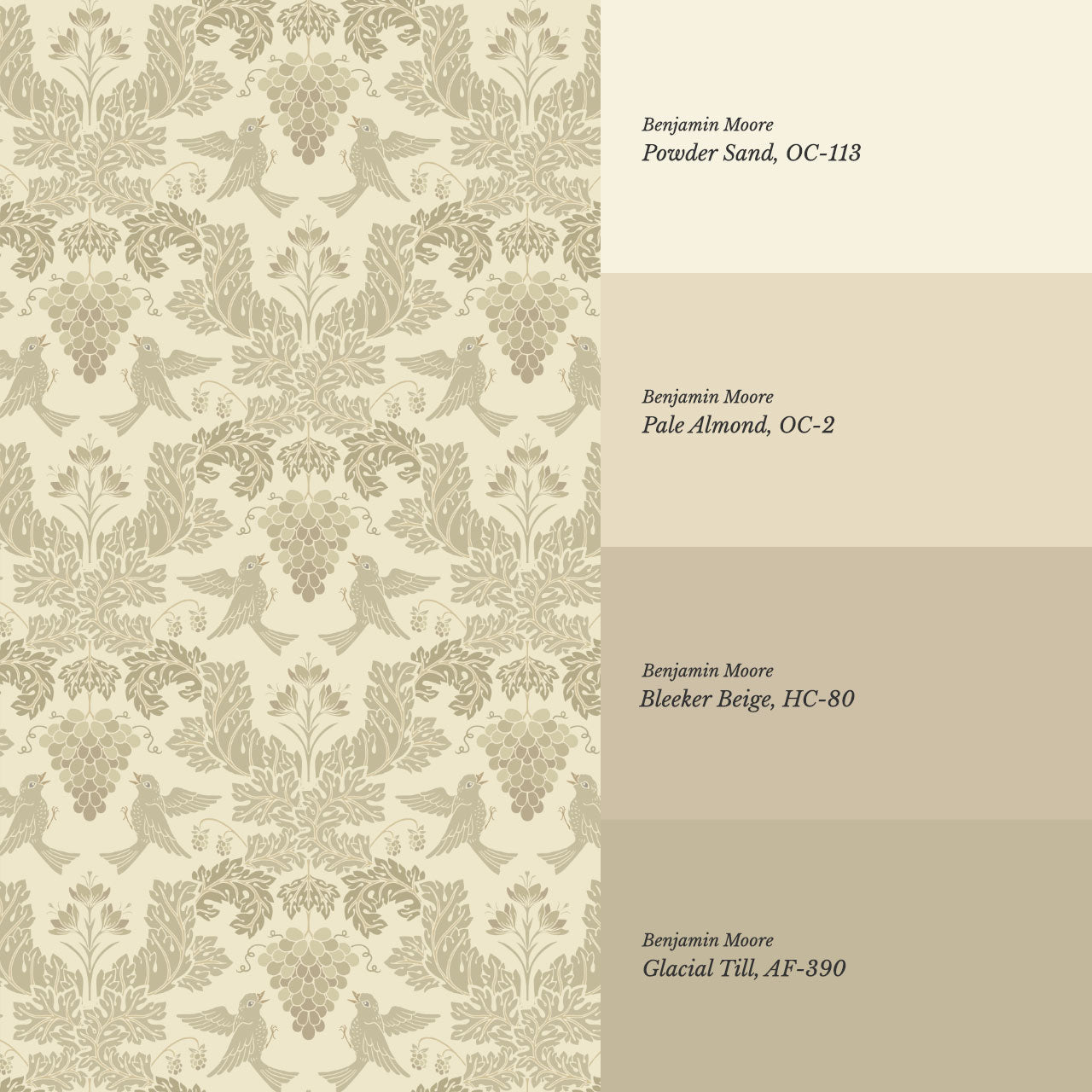 Alessandra Grape Damask Butter Tan Wallpaper
