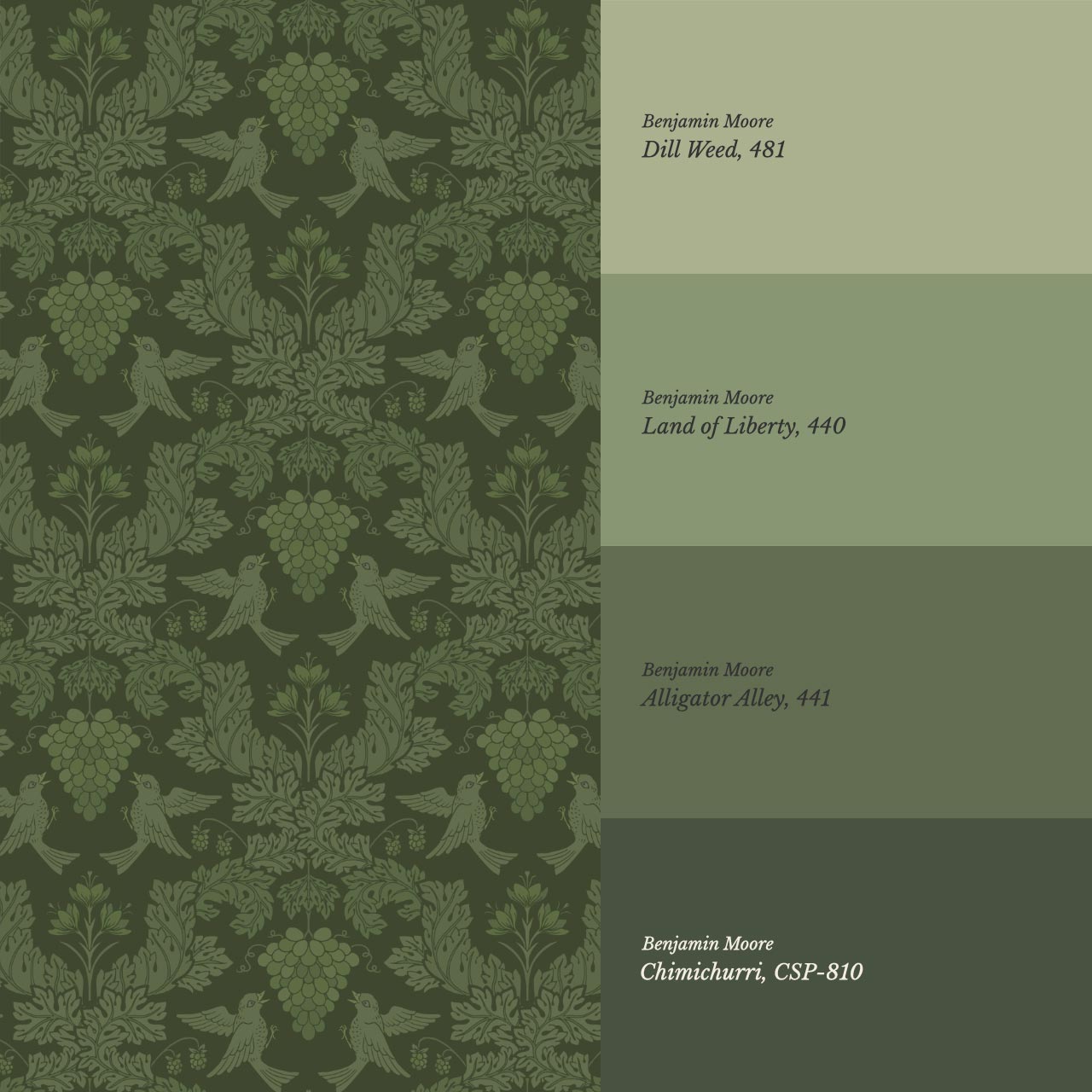 Alessandra Grape Damask Forest Wallpaper