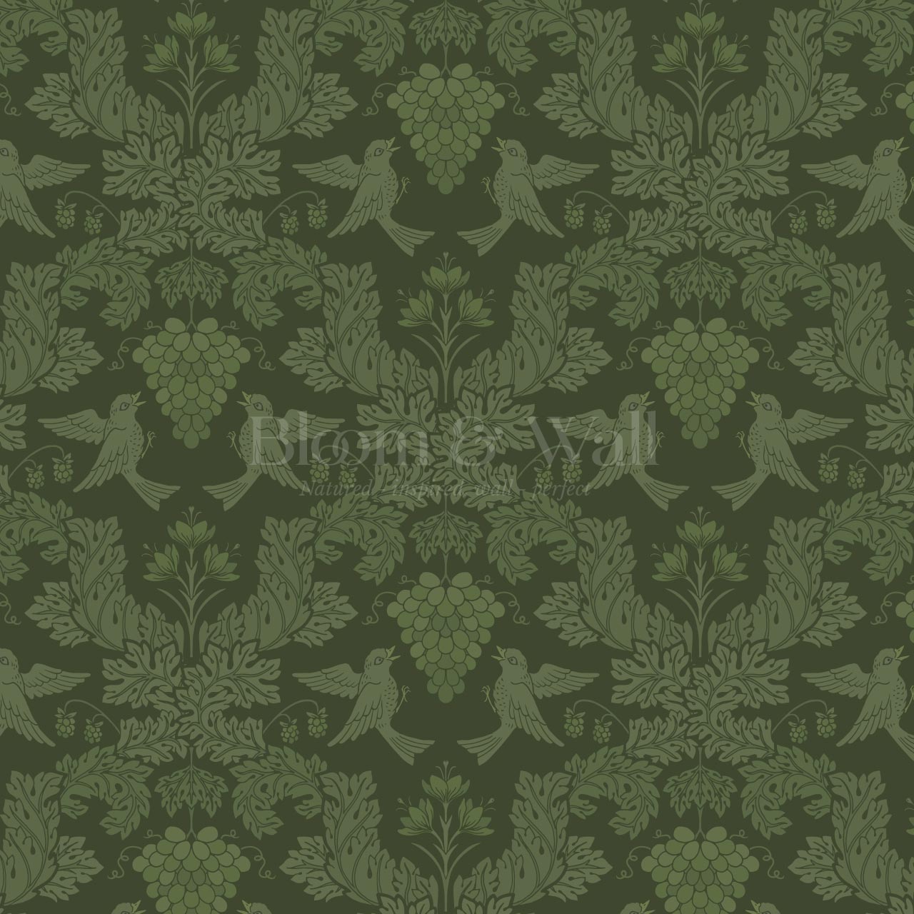Alessandra Grape Damask Forest Wallpaper