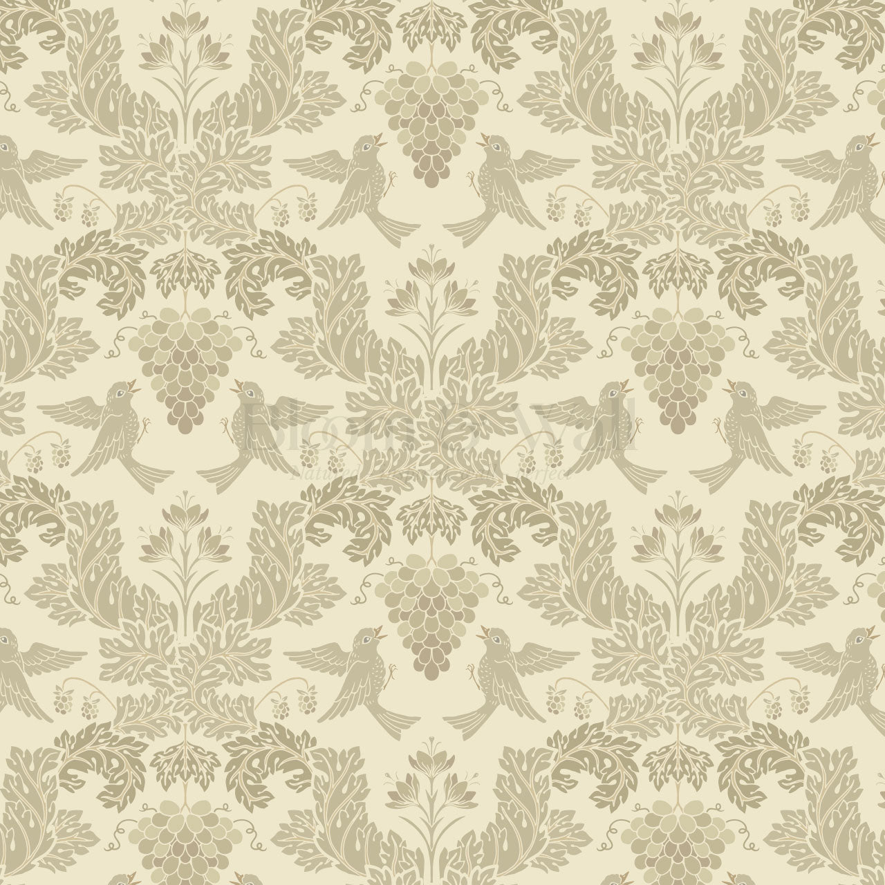 Alessandra Grape Damask Butter Tan Wallpaper