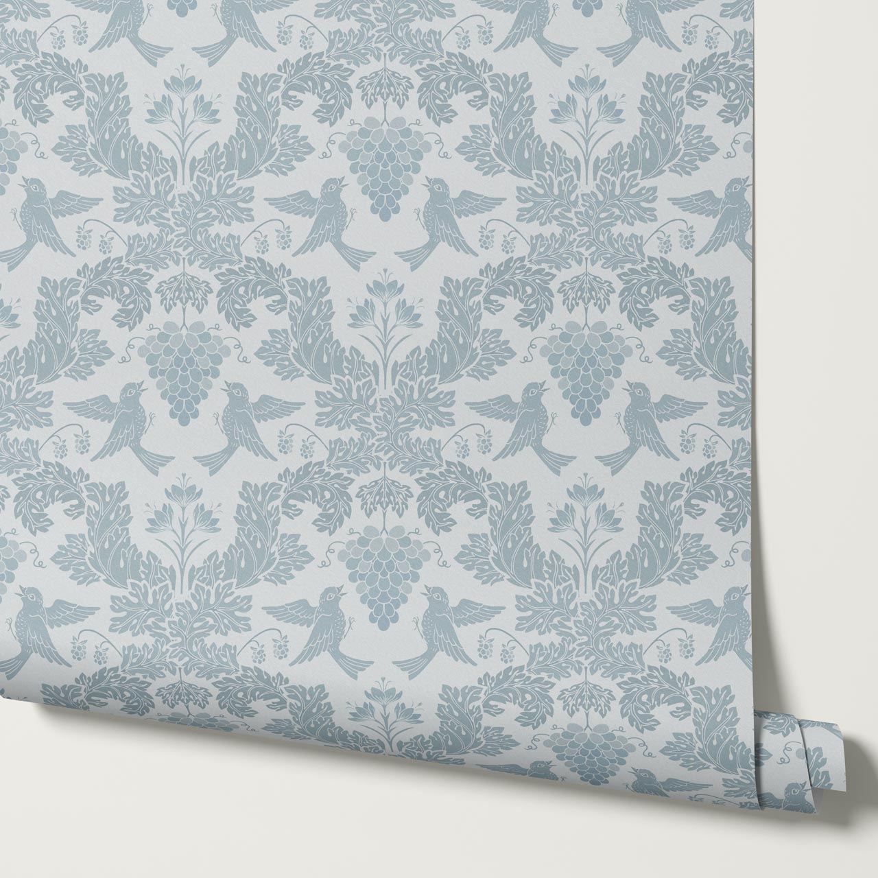 Alessandra Grape Damask Sky Wallpaper