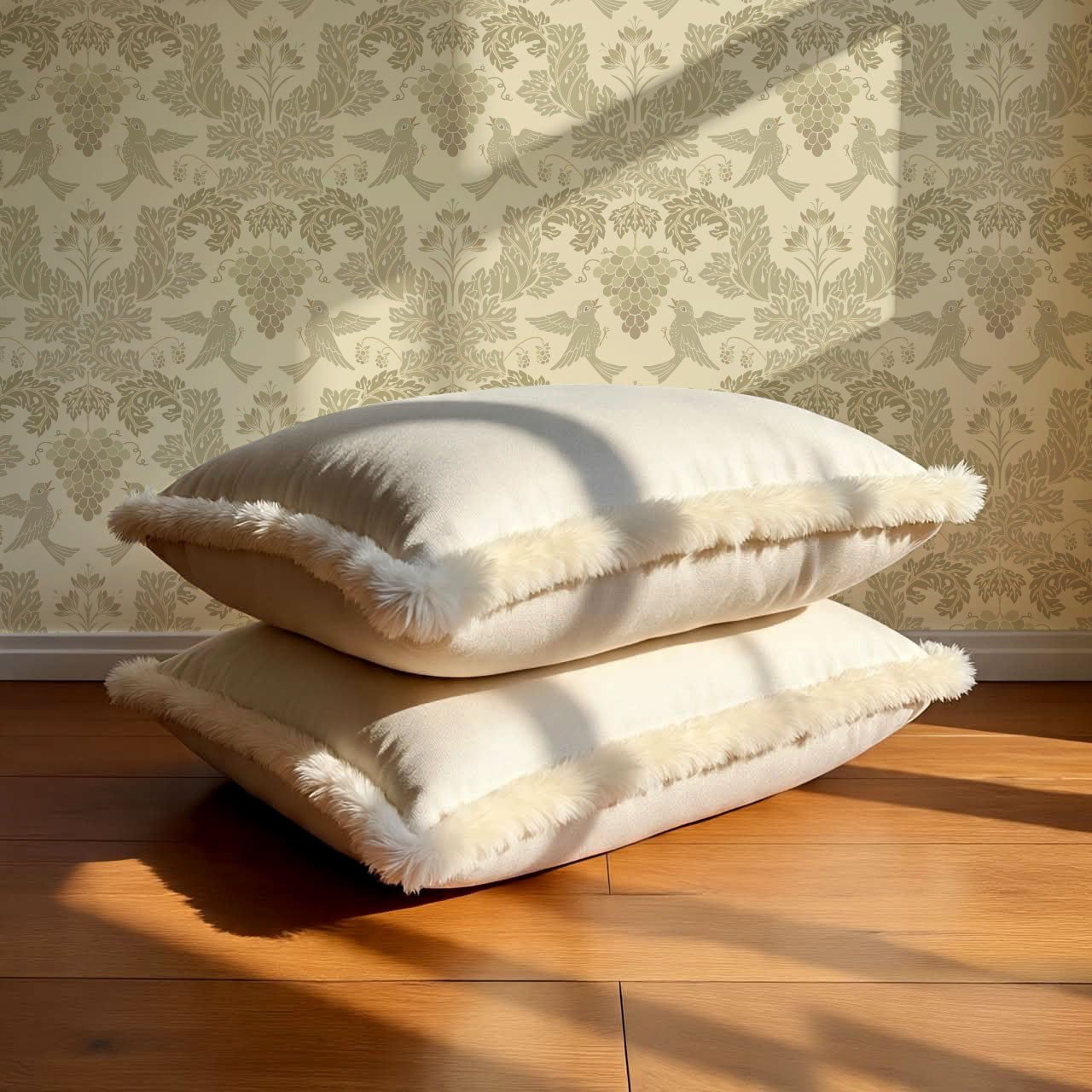 Alessandra Grape Damask Butter Tan Wallpaper