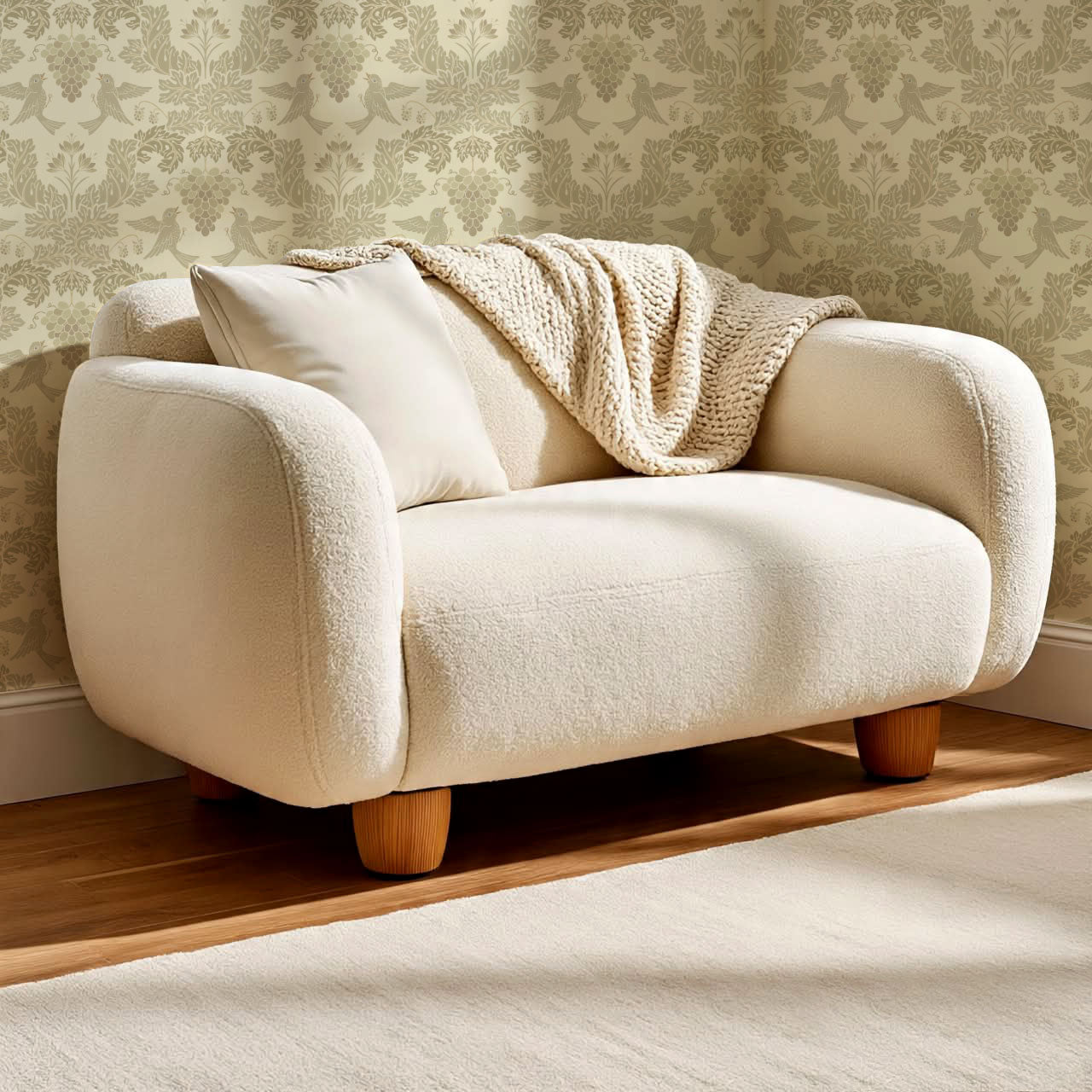 Alessandra Grape Damask Butter Tan Wallpaper