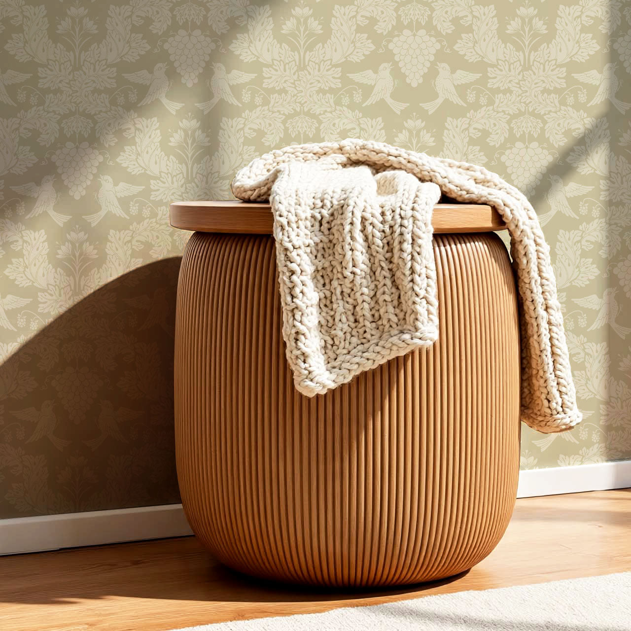 Alessandra Grape Damask Beige Wallpaper