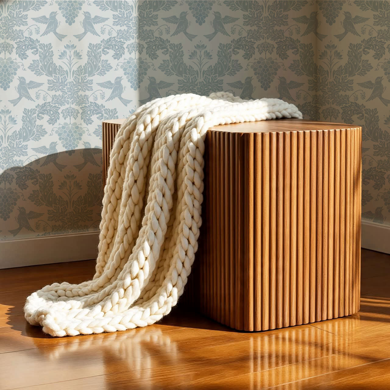 Alessandra Grape Damask Sky Wallpaper