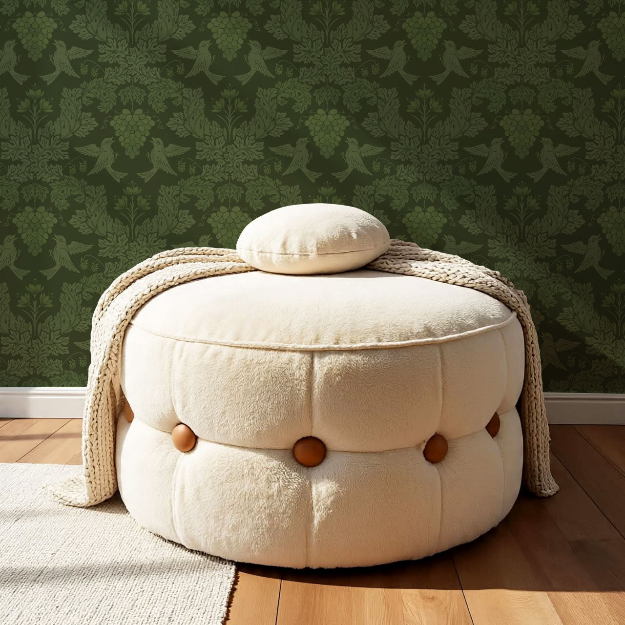 Alessandra Grape Damask Forest Wallpaper