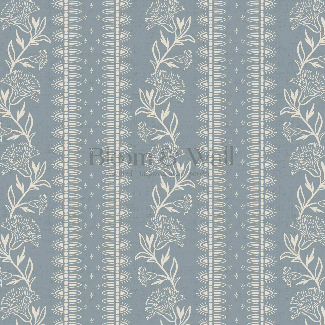 Aletta Trailing Carnations French Blue Wallpaper