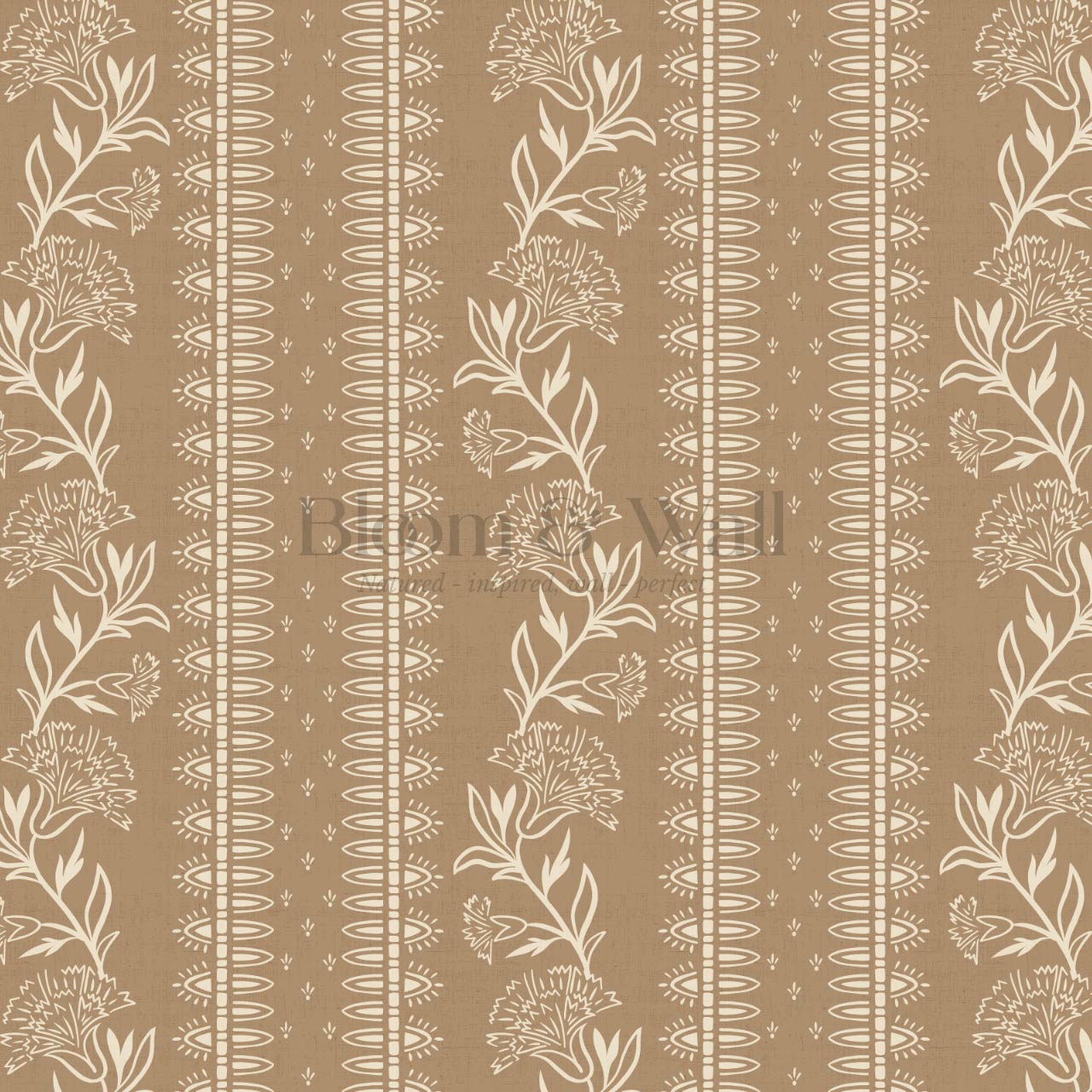 Aletta Trailing Carnations Toffee Brown Wallpaper