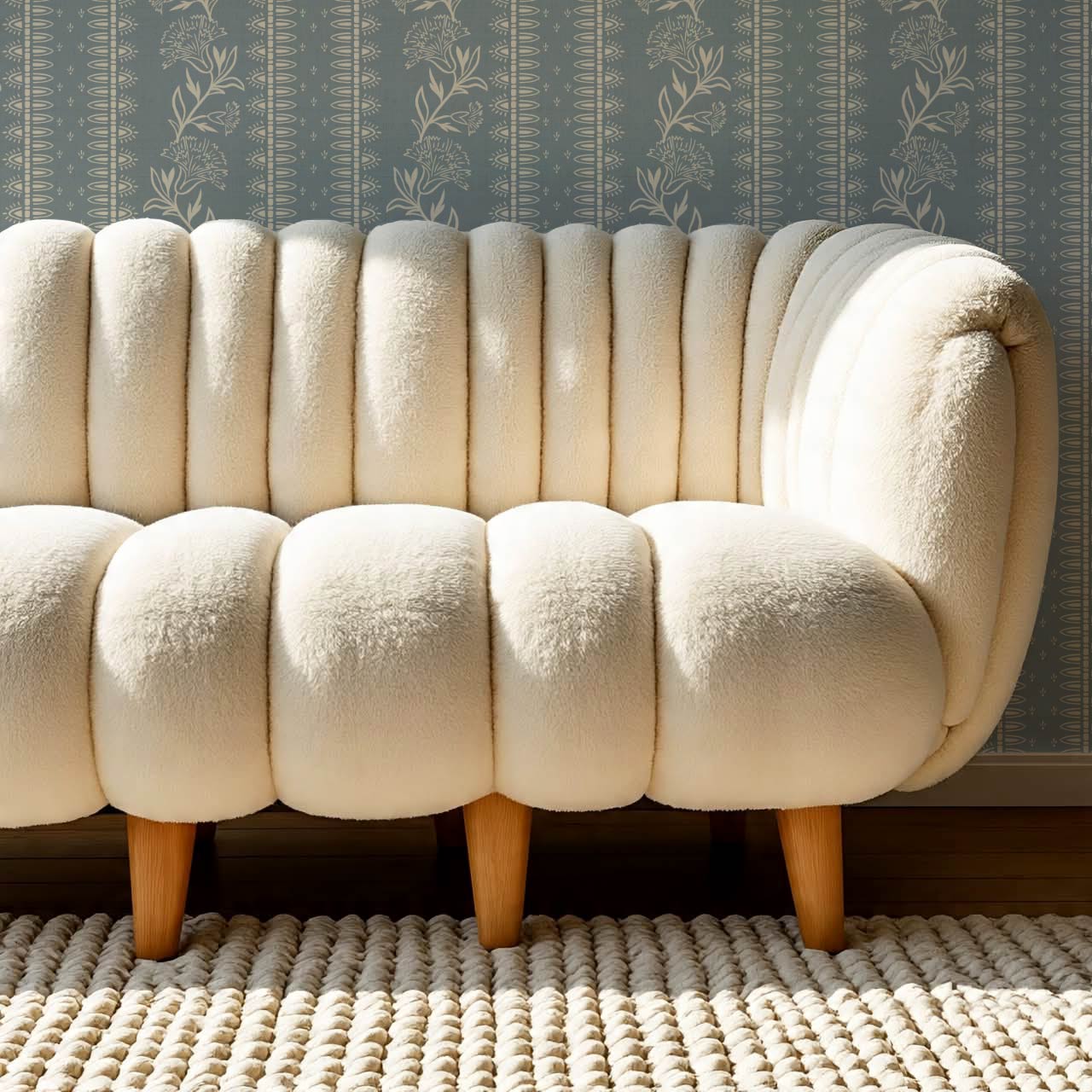 Aletta Trailing Carnations French Blue Wallpaper