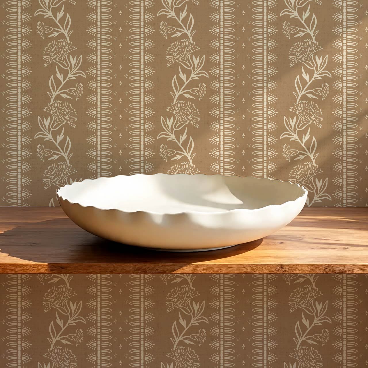 Aletta Trailing Carnations Toffee Brown Wallpaper