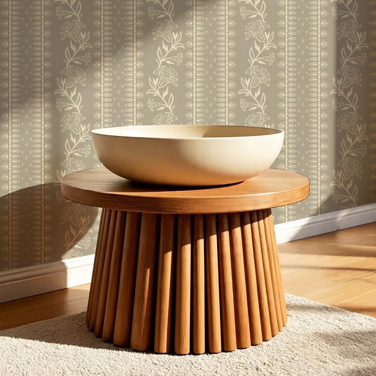 Aletta Trailing Carnations Stone Grey Wallpaper