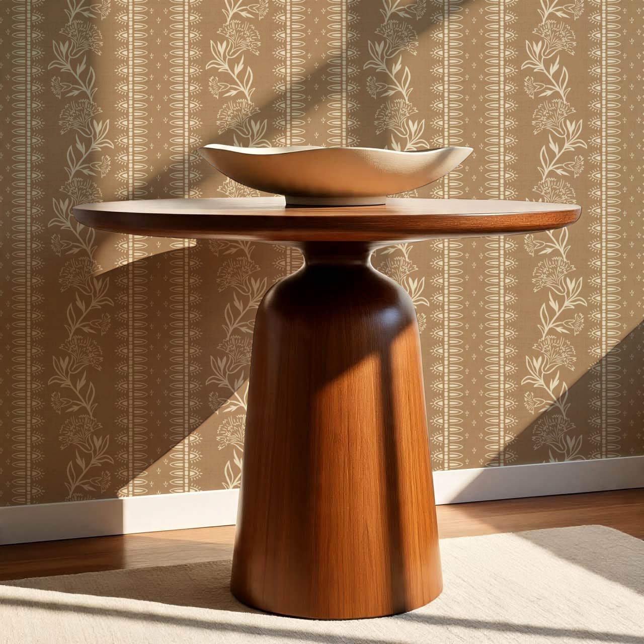 Aletta Trailing Carnations Toffee Brown Wallpaper