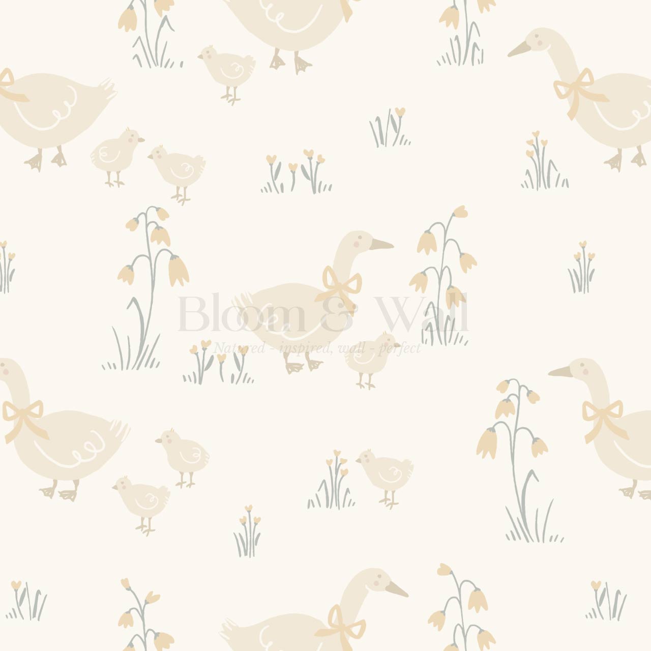 Alexandrine Duck Spring Meadows Beige Wallpaper