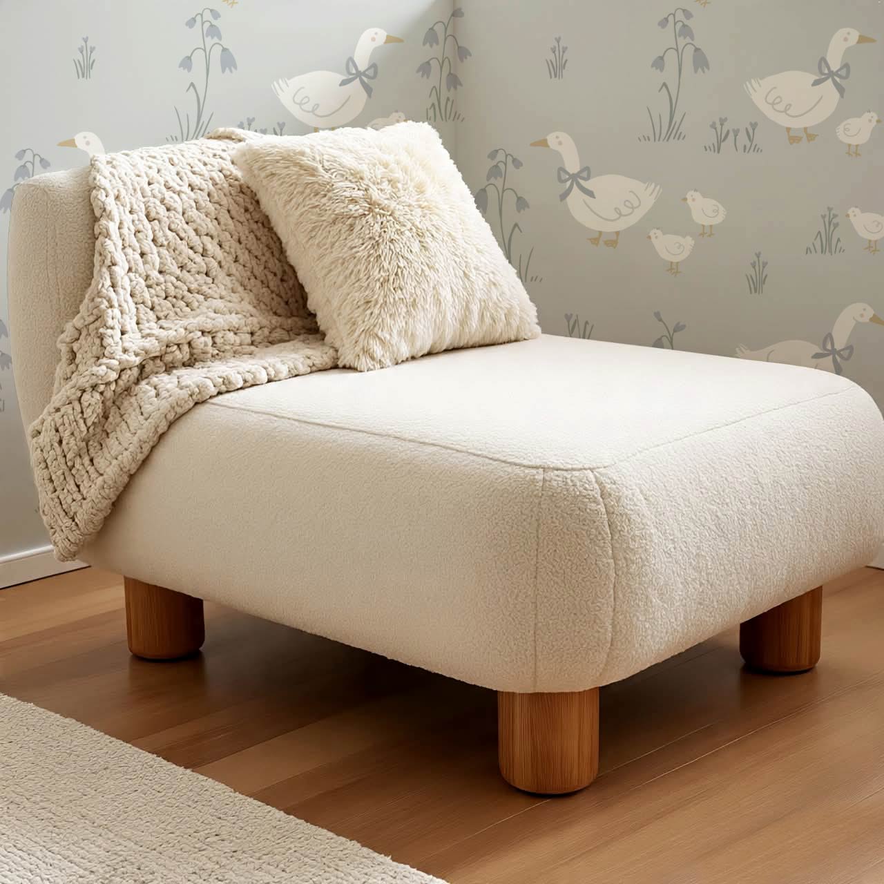 Alexandrine Duck Spring Meadows Sea Salt Wallpaper