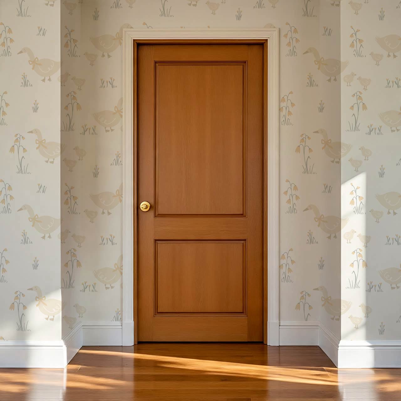 Alexandrine Duck Spring Meadows Beige Wallpaper