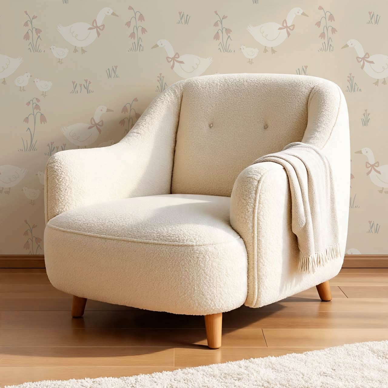 Alexandrine Duck Spring Meadows Cream Wallpaper