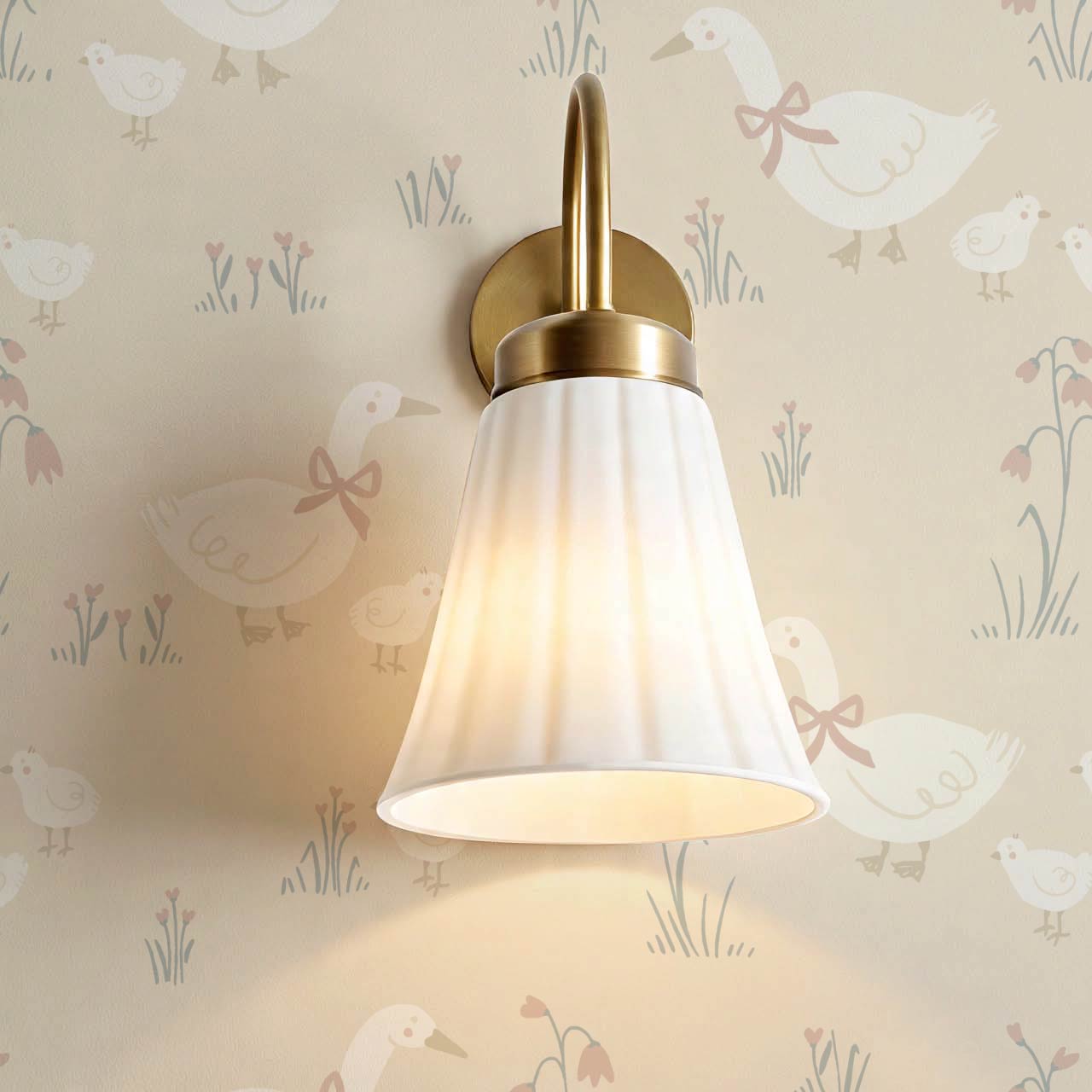 Alexandrine Duck Spring Meadows Cream Wallpaper