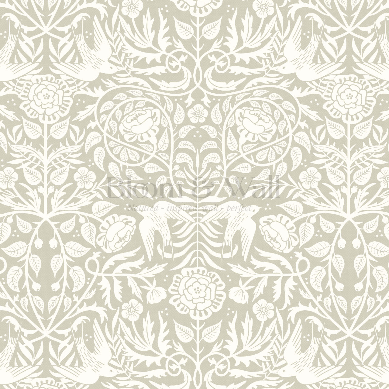 Alida Swallows & Roses Beige Wallpaper