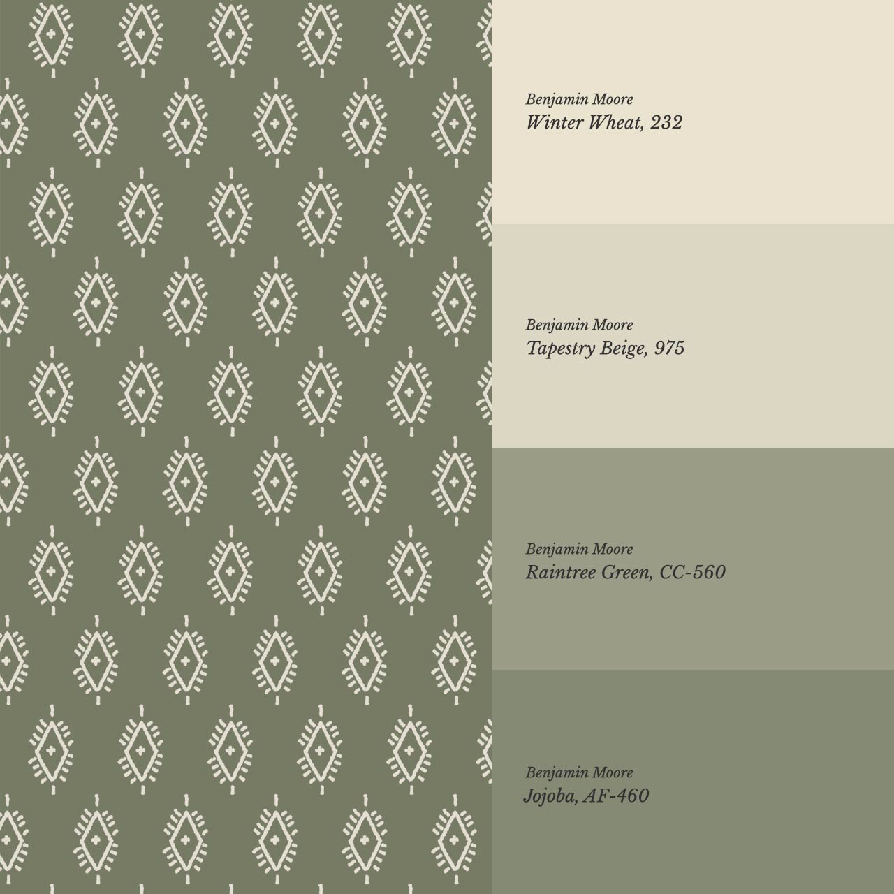 Allison Boho Diamond Sage Wallpaper