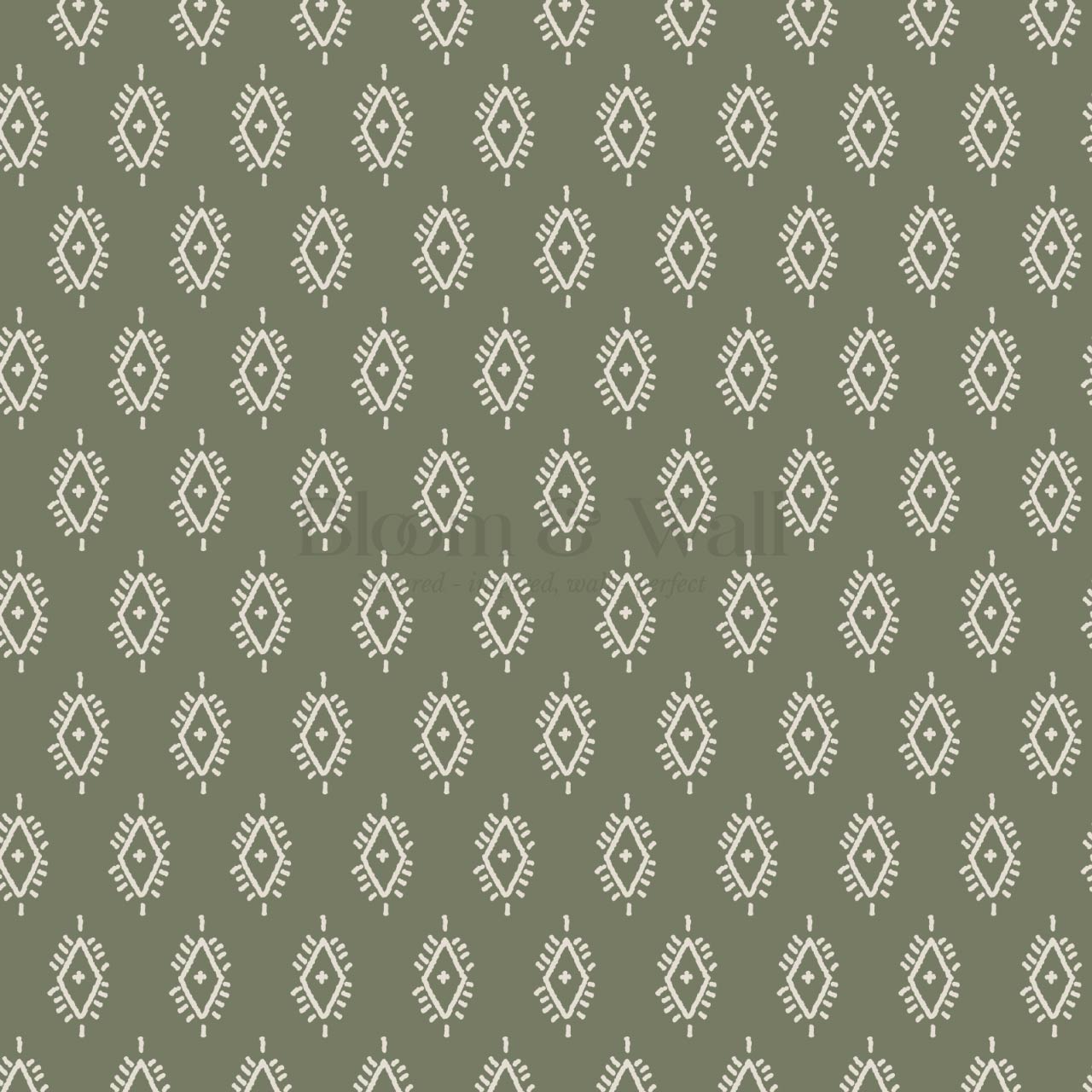 Allison Boho Diamond Sage Wallpaper