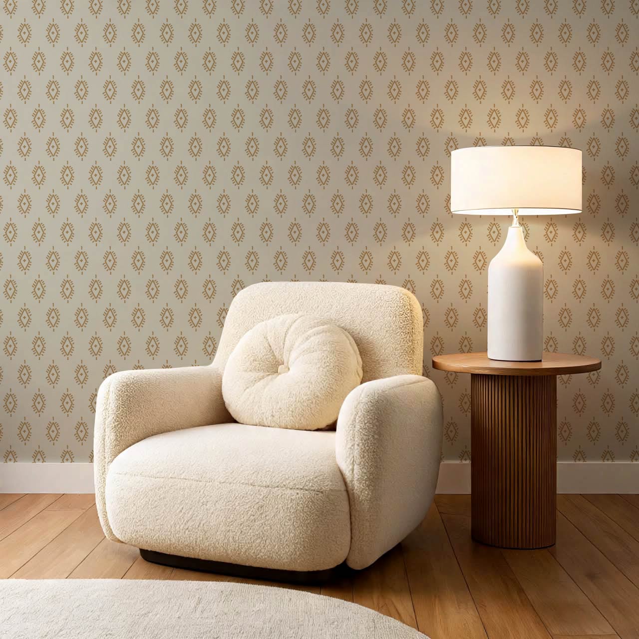 Allison Boho Diamond Linen Wallpaper