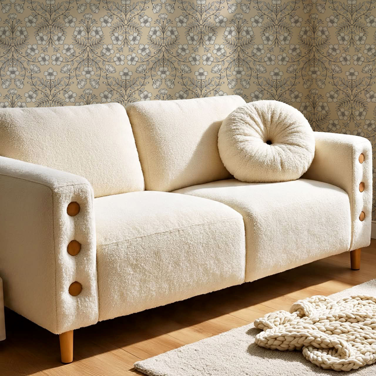 Alma Gentle Rosa Branch Beige Wallpaper