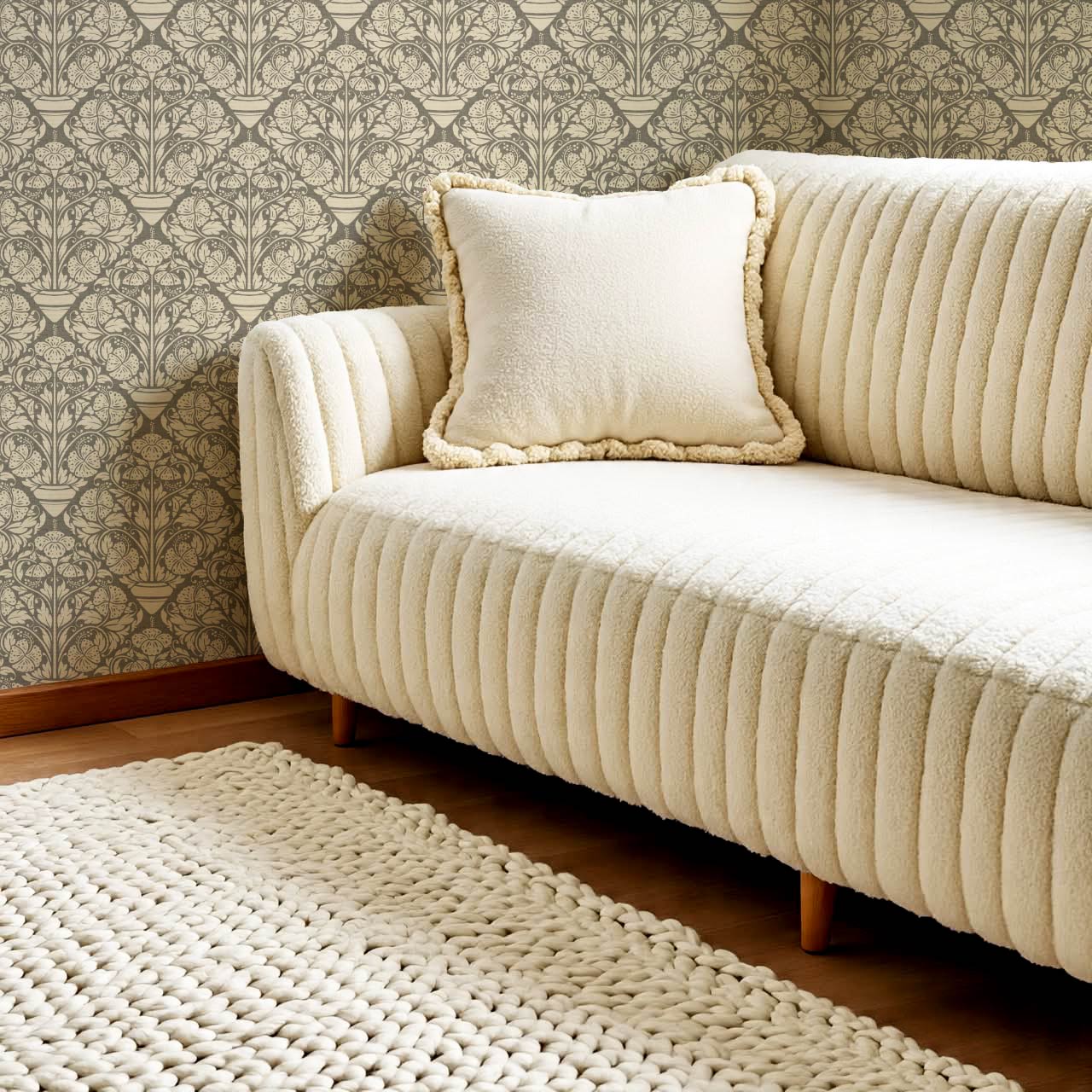 Alohi Hibiscus Block Print Deep Stone Grey Wallpaper