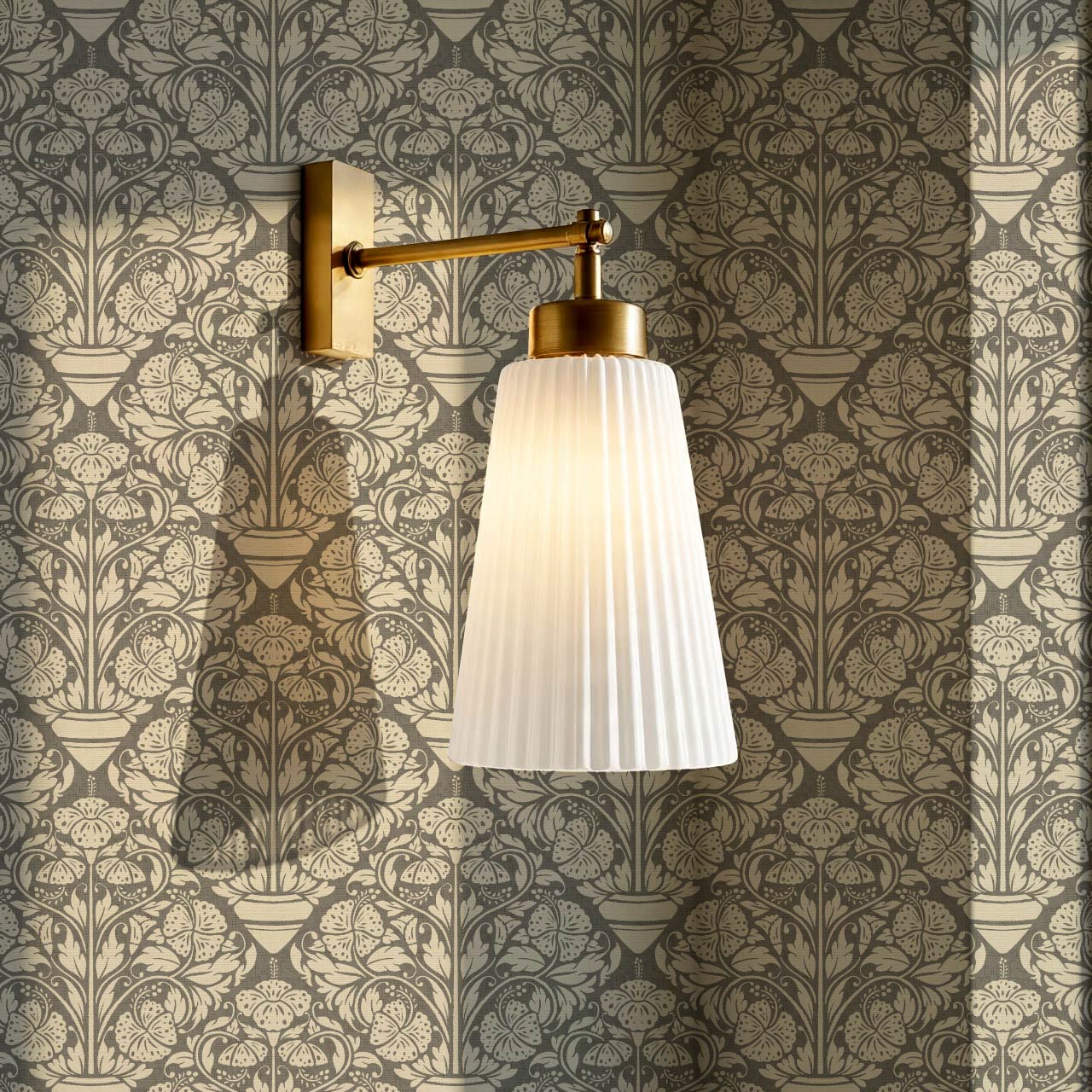 Alohi Hibiscus Block Print Deep Stone Grey Wallpaper