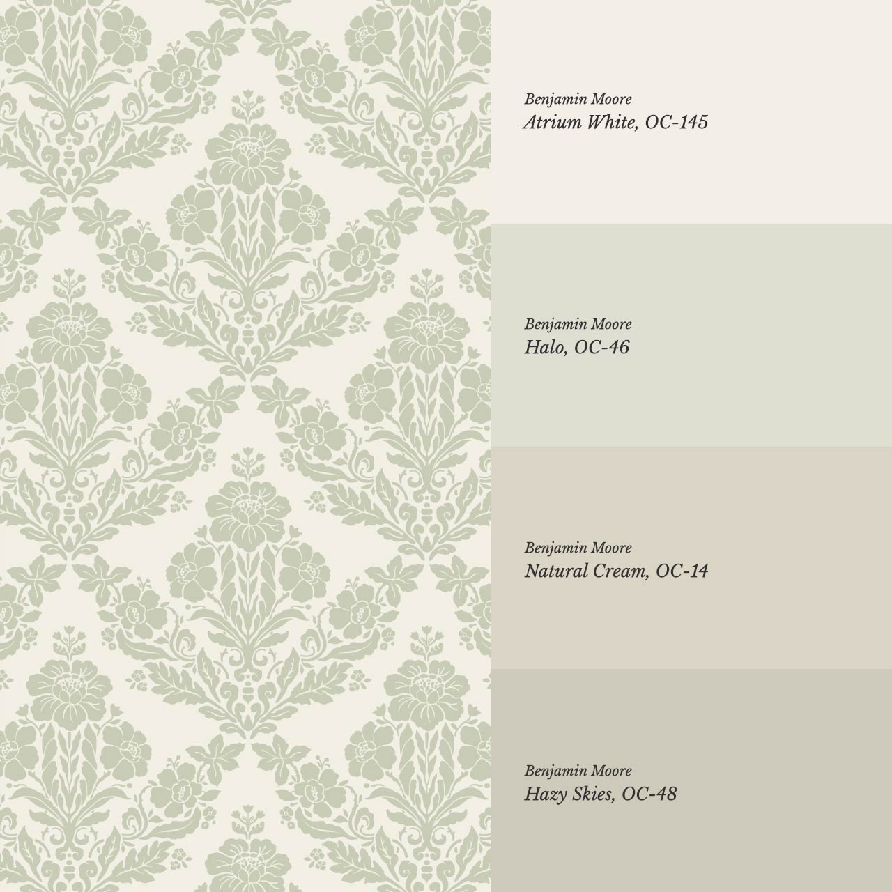 Alora Classic Damask Sage Cream Wallpaper