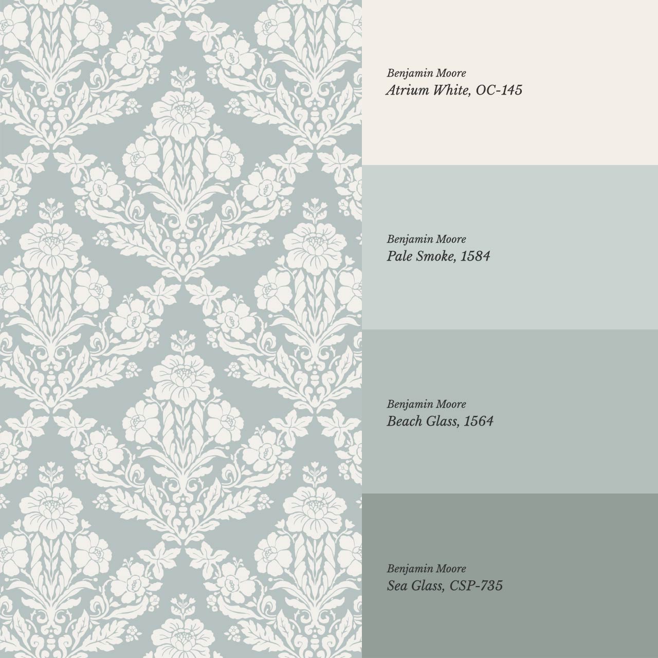 Alora Classic Damask Sea Glass Wallpaper