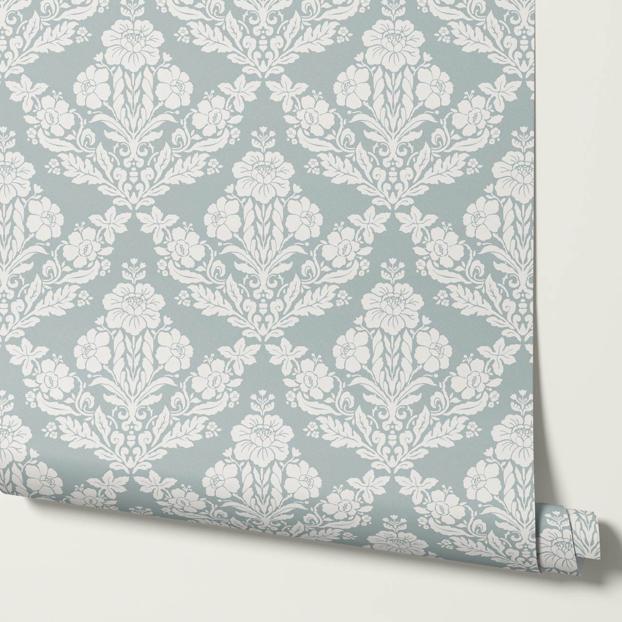 Alora Classic Damask Sea Glass Wallpaper