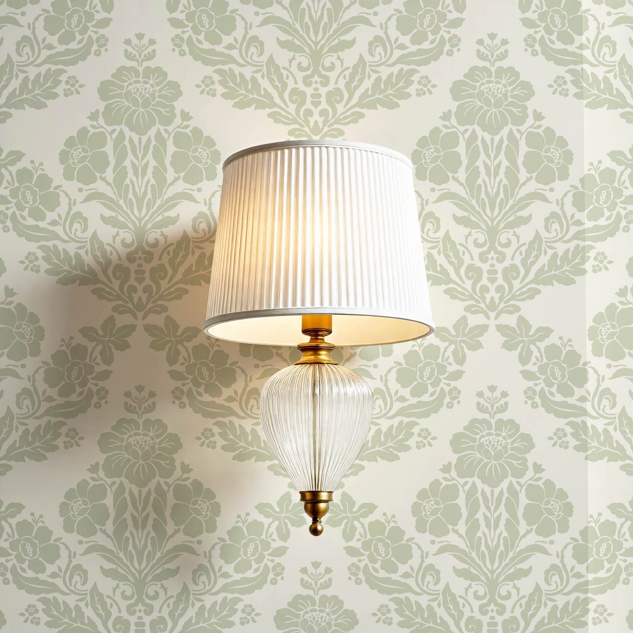 Alora Classic Damask Sage Cream Wallpaper