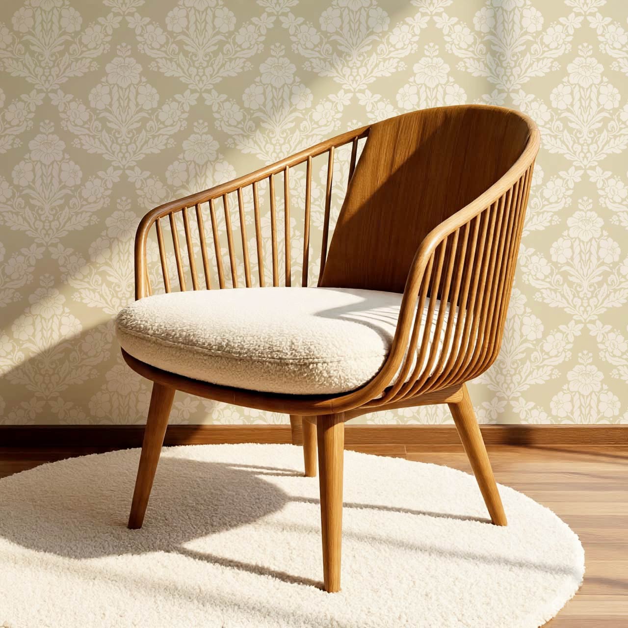 Alora Classic Damask Almond Wallpaper