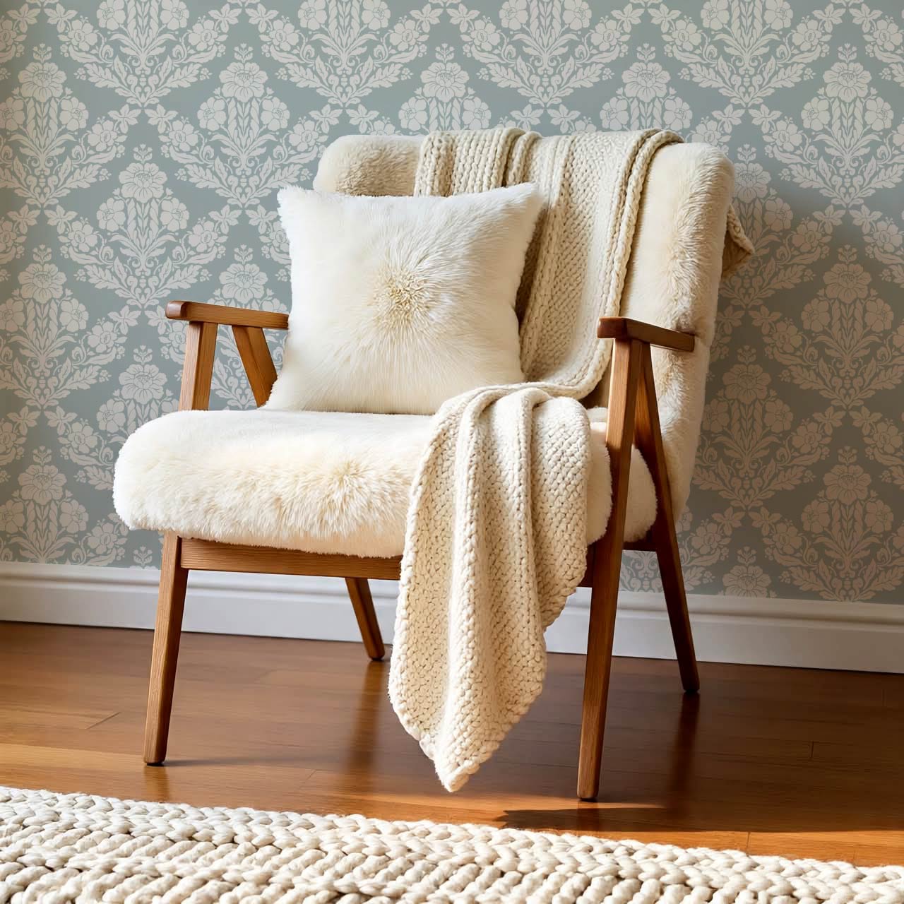 Alora Classic Damask Sea Glass Wallpaper