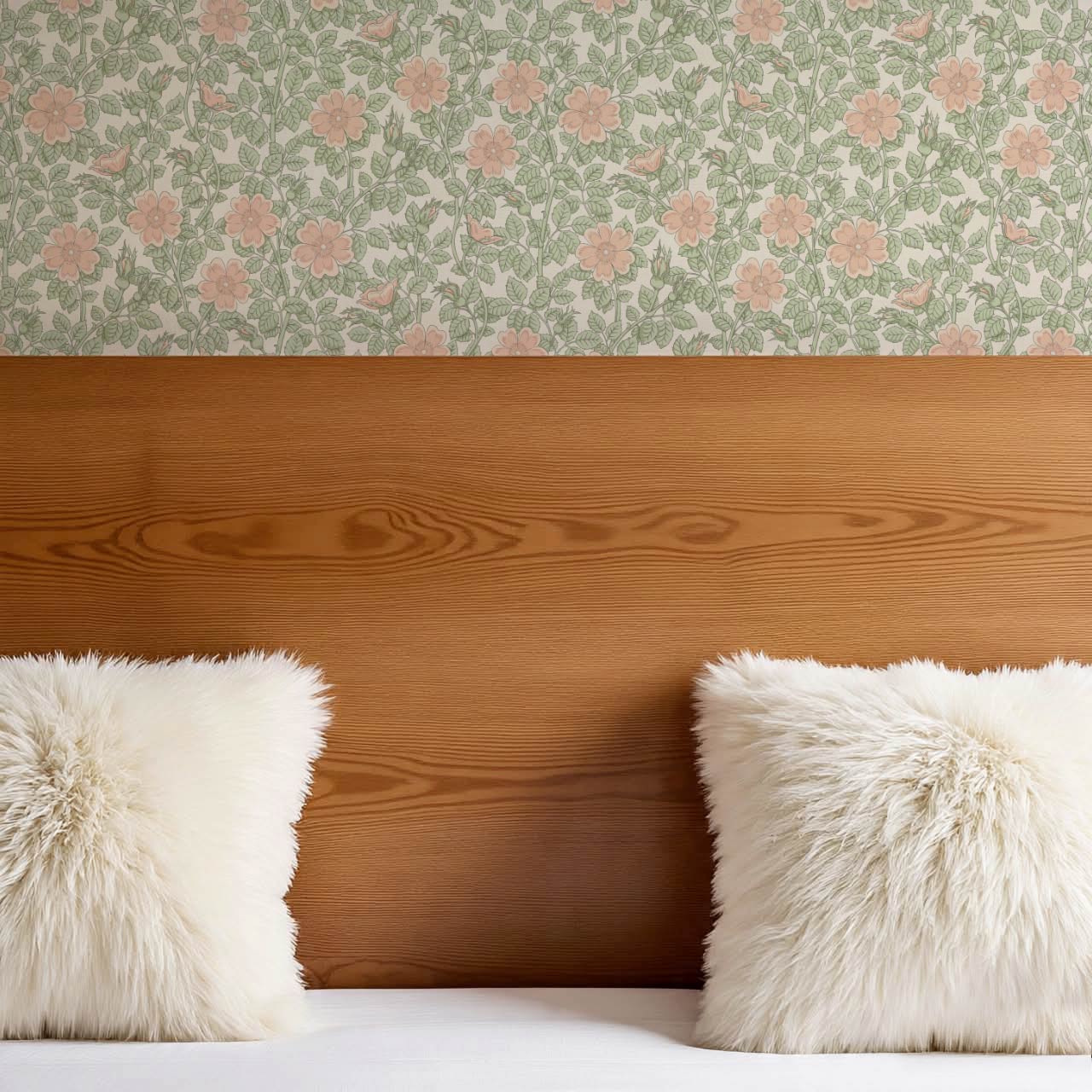 Amara Dog Rose Peach Pink Wallpaper