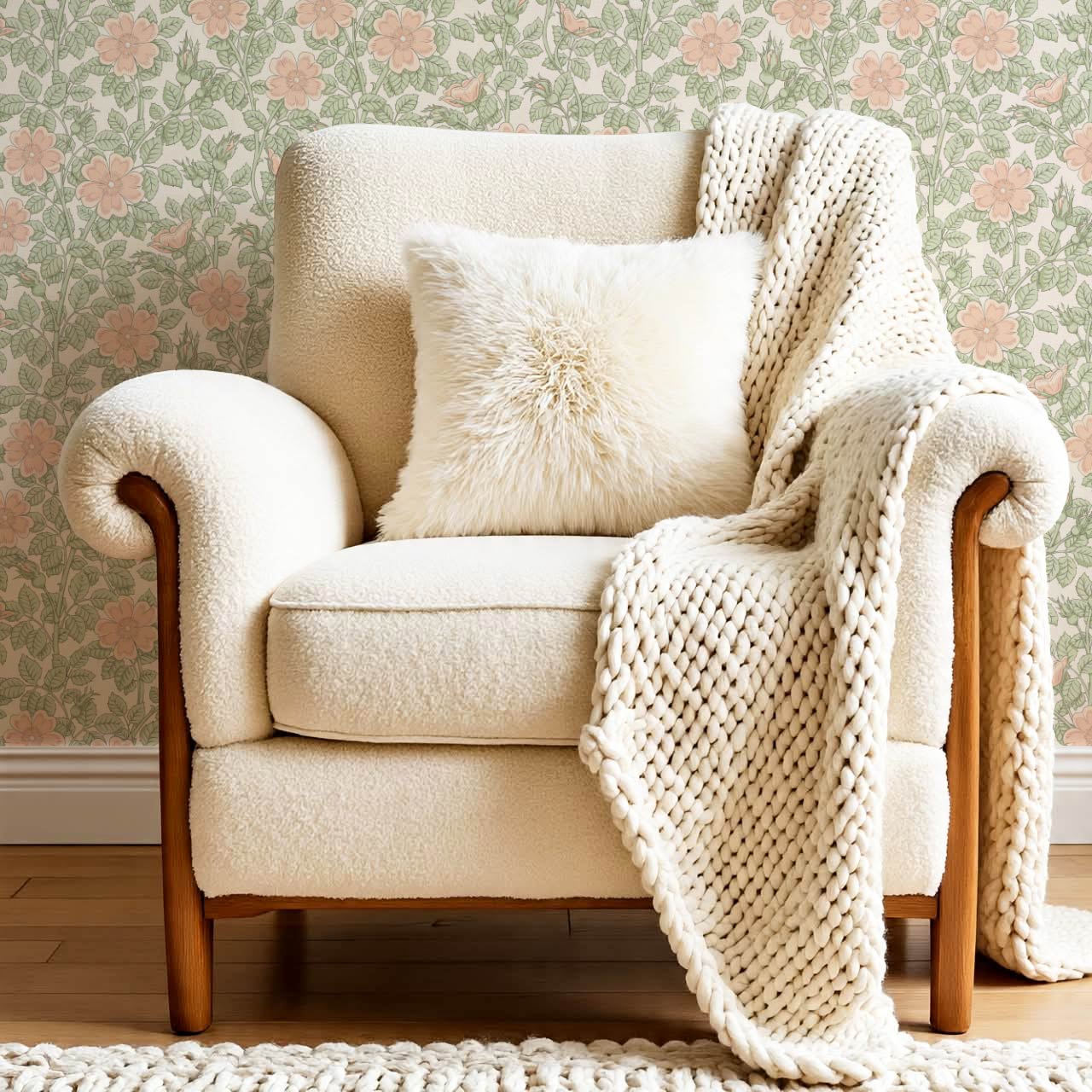 Amara Dog Rose Peach Pink Wallpaper