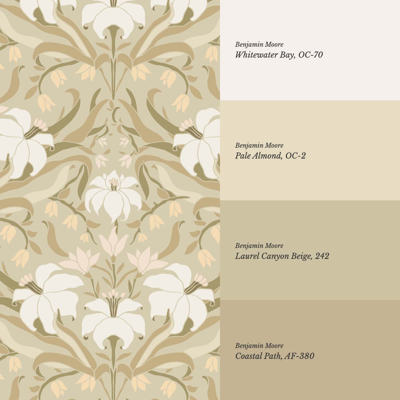 Amari Art Nouveau Lily Gold Wallpaper