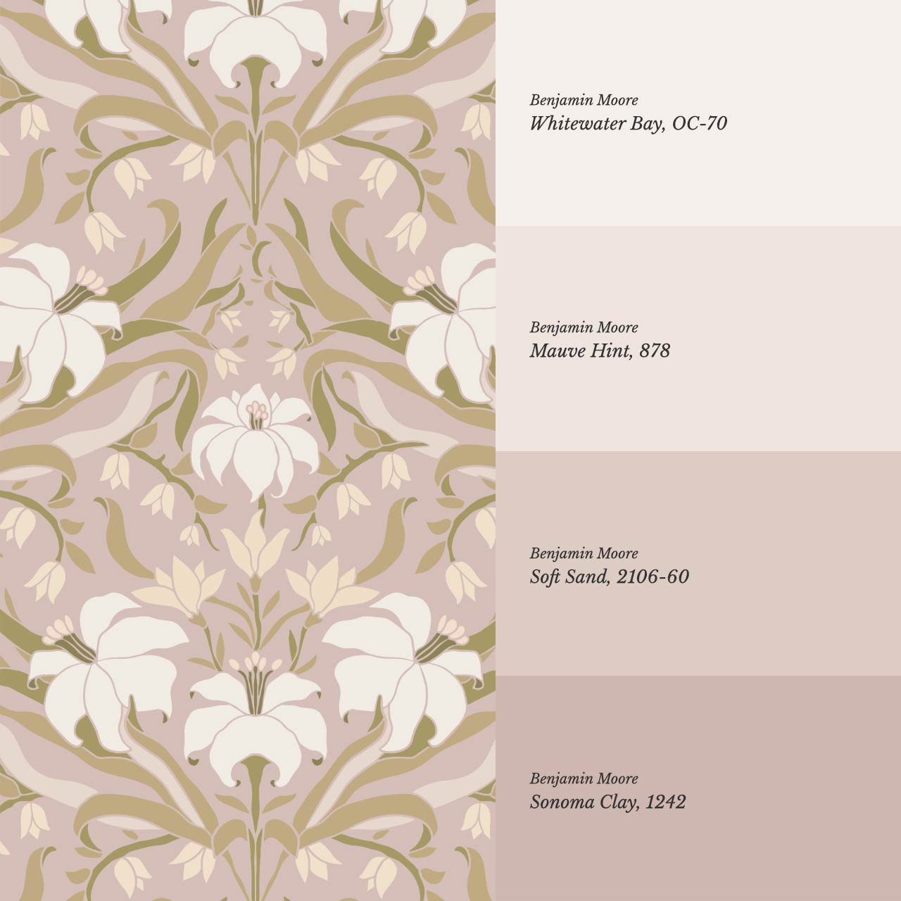 Amari Art Nouveau Lily Mauve Wallpaper