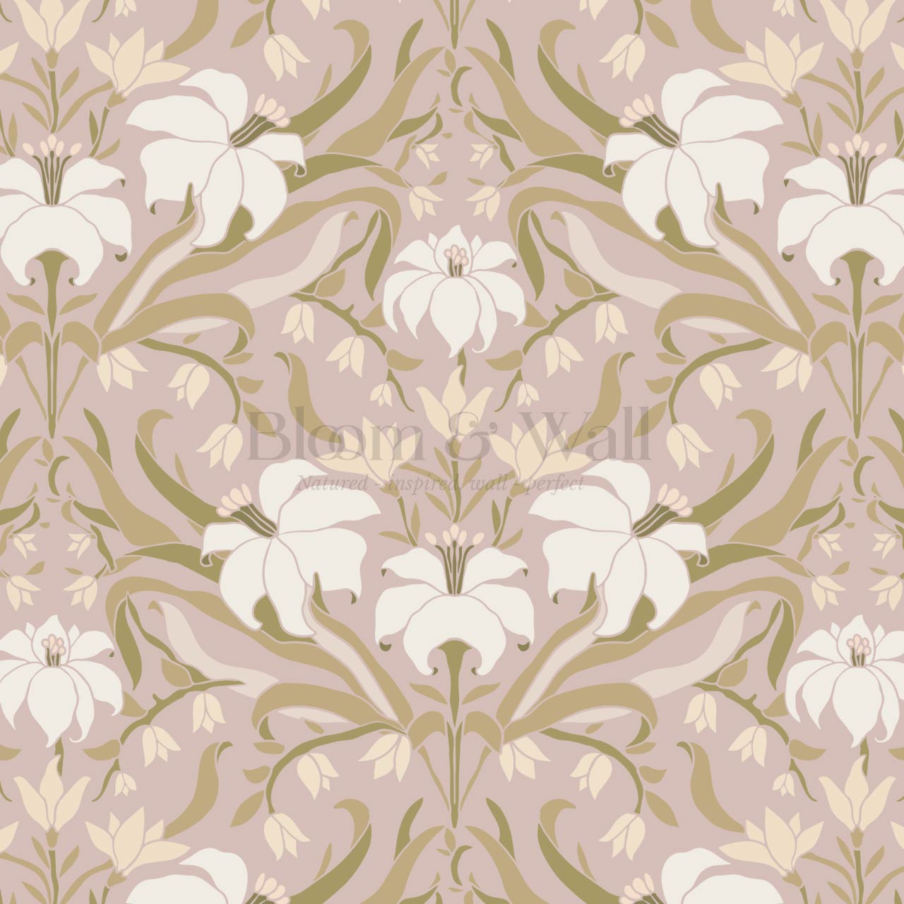 Amari Art Nouveau Lily Mauve Wallpaper
