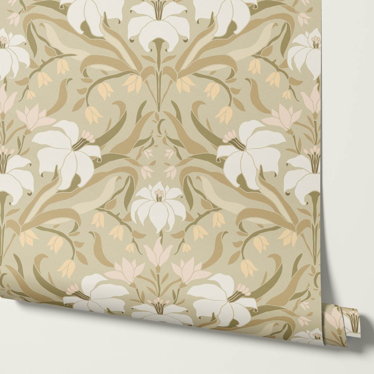 Amari Art Nouveau Lily Gold Wallpaper