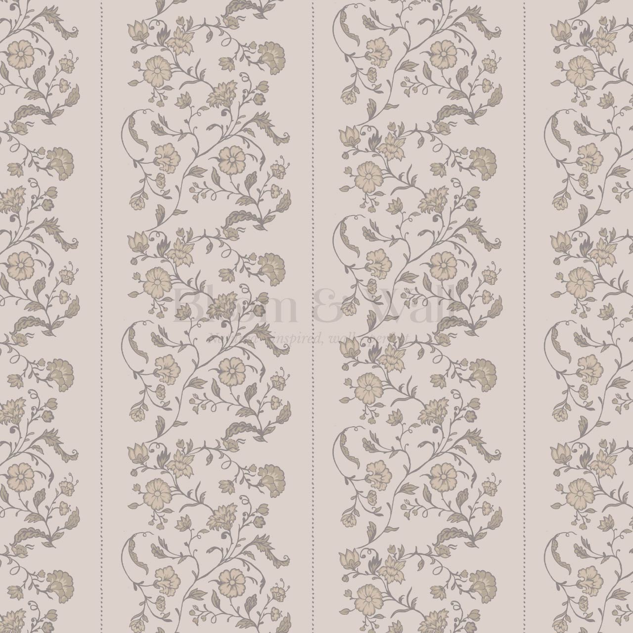Amira Silk Garden Stripes Tobacco Taupe Wallpaper