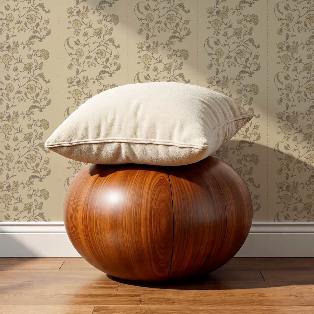 Amira Silk Garden Stripes Parchment Olive Wallpaper