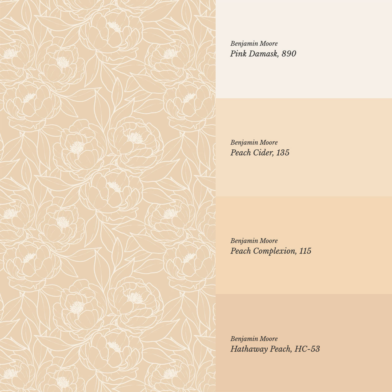 Amy Delicate Peonies Coral Wallpaper