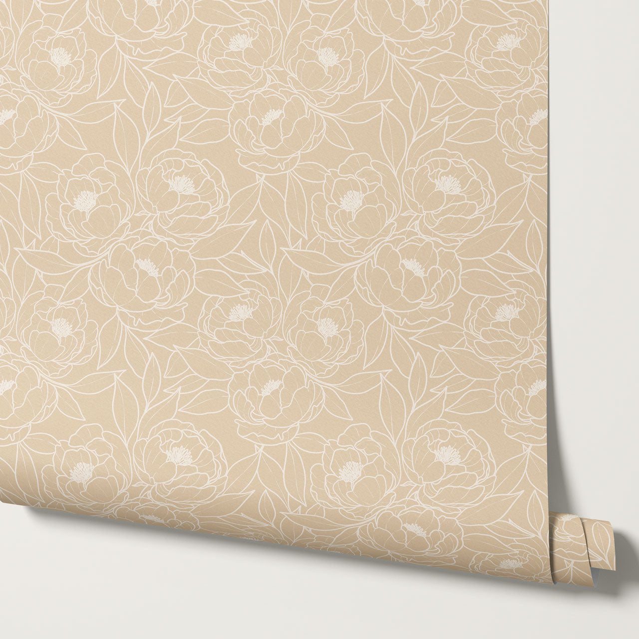 Amy Delicate Peonies Coral Wallpaper