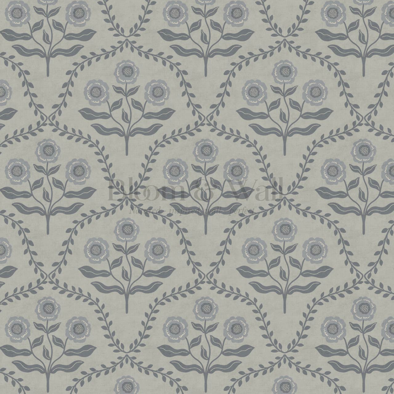 Ana Lumen Bloom Silver Dove Slate Wallpaper