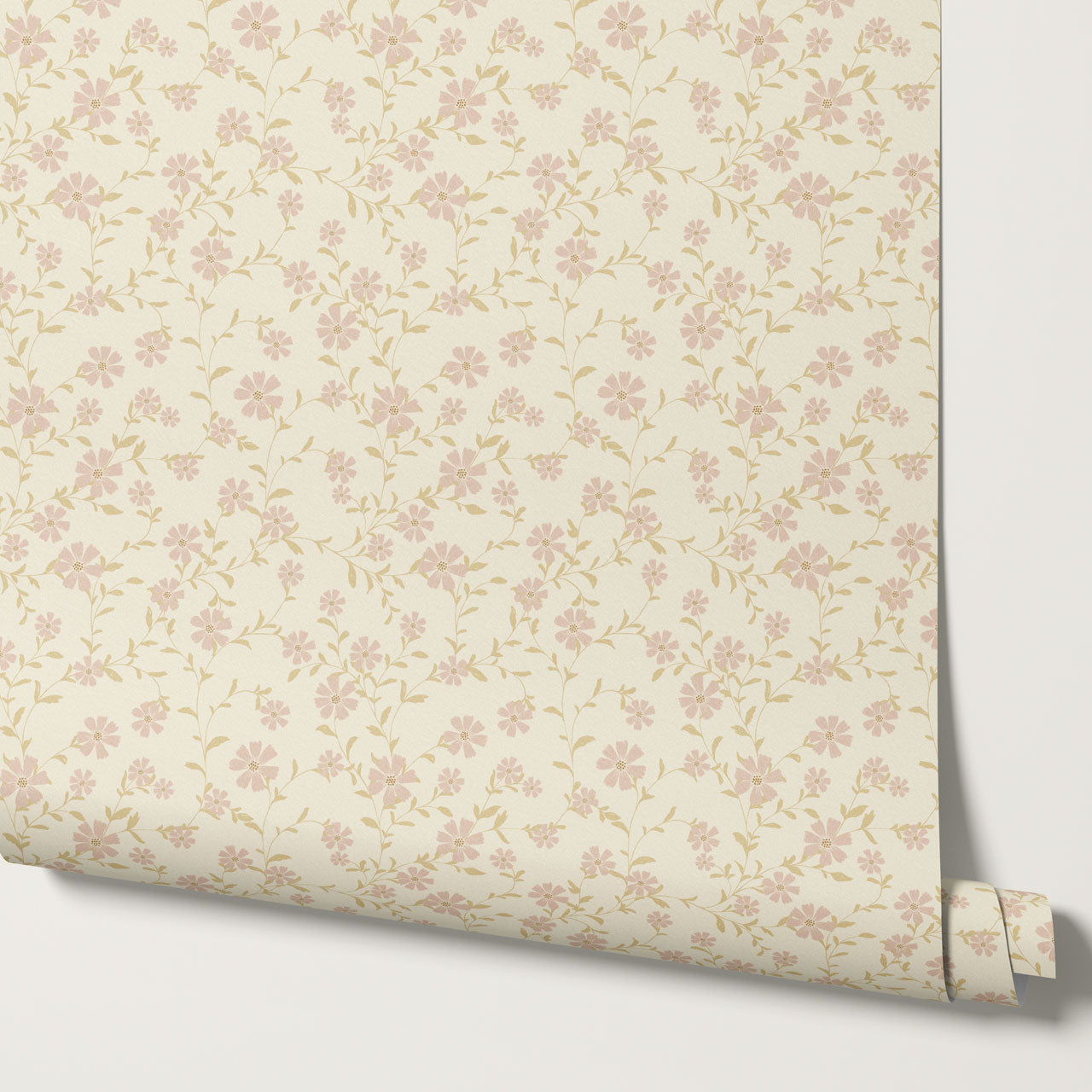 Anastasia Flowering Vines Blush Wallpaper