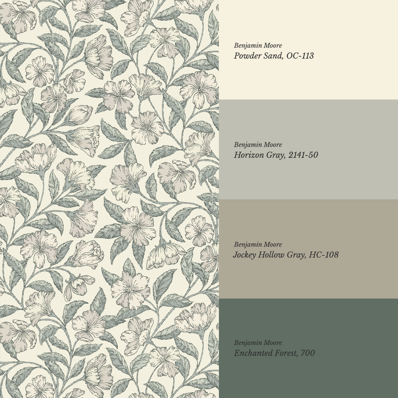 Andrea Godetia Allover Antique Green Wallpaper