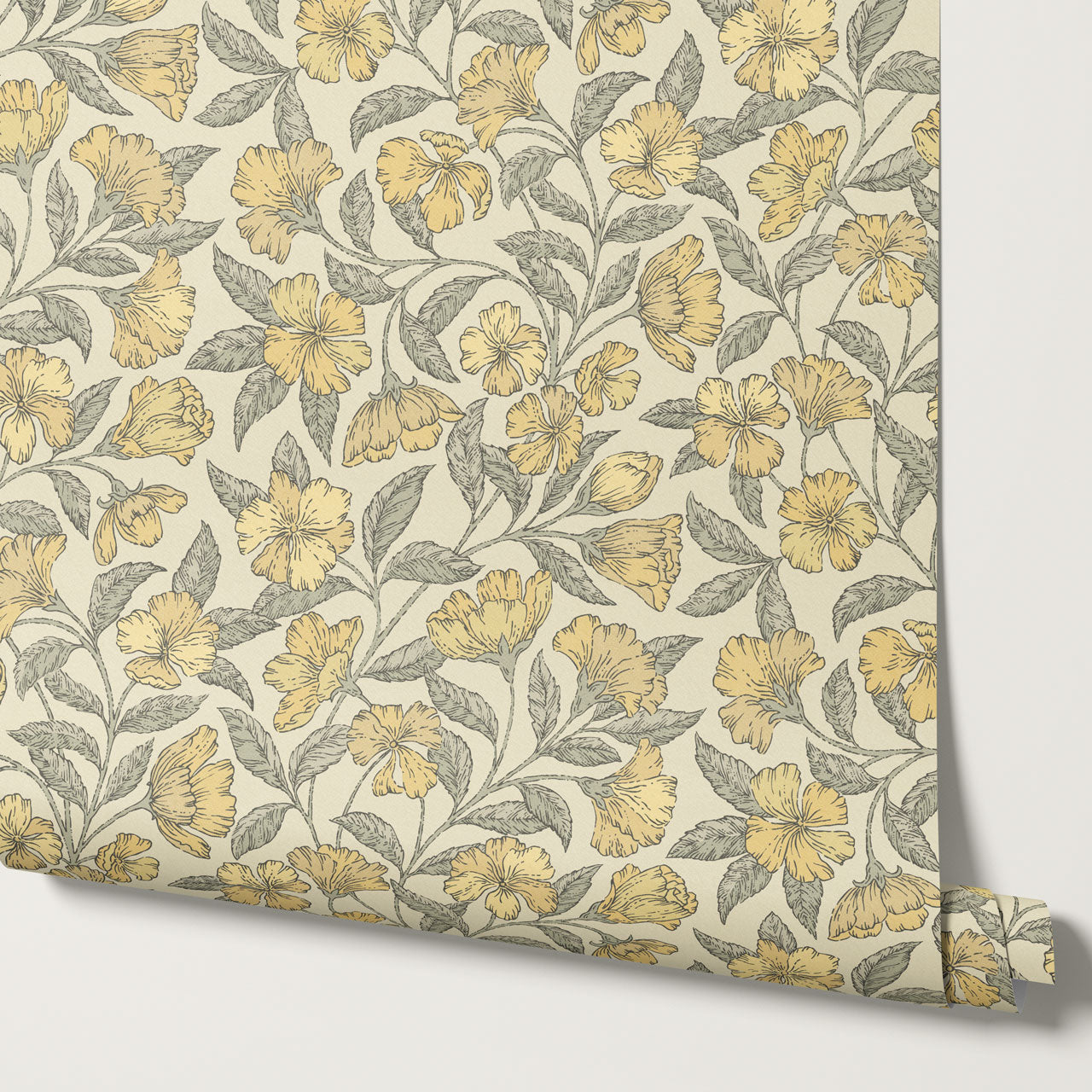 Andrea Godetia Allover Yellow Wallpaper