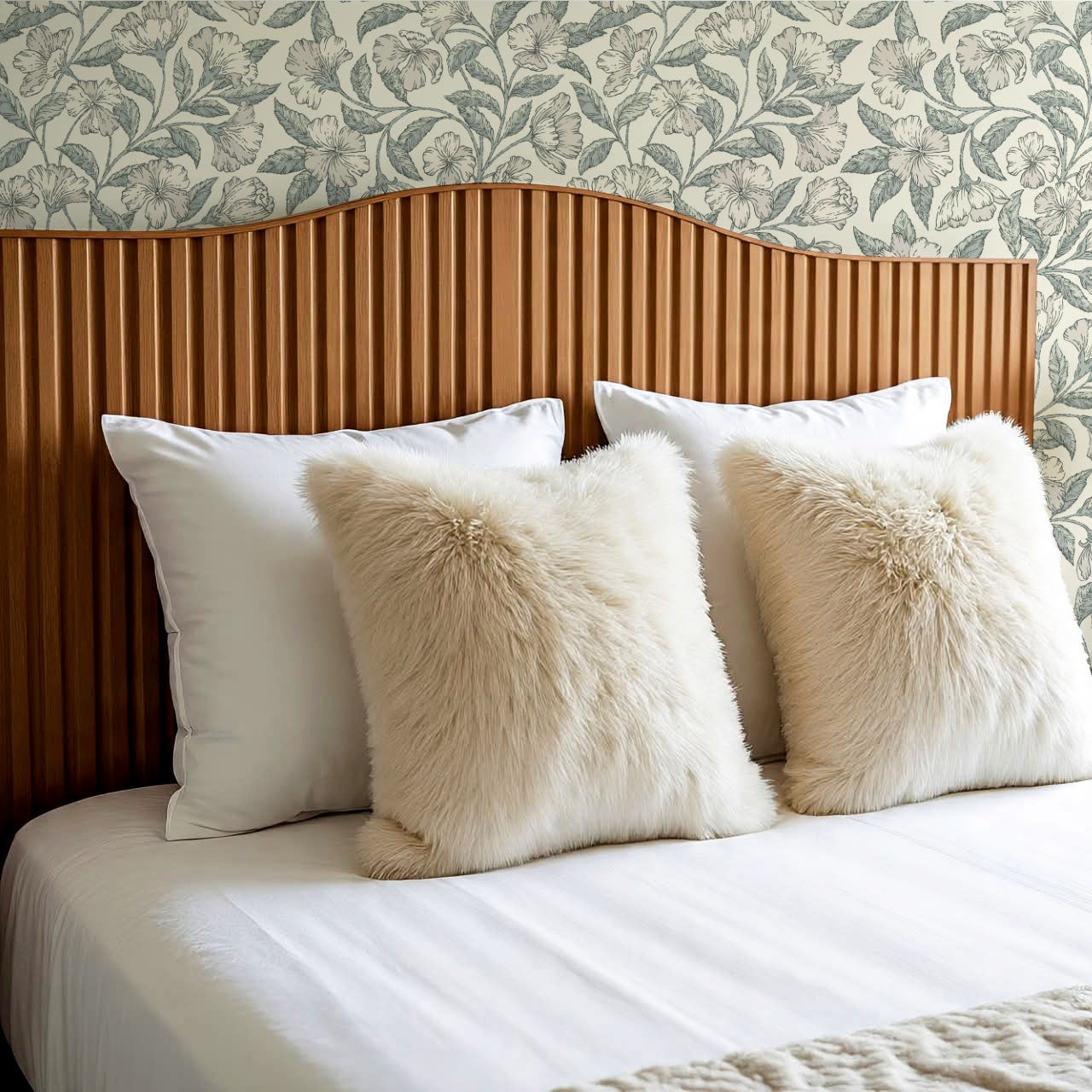 Andrea Godetia Allover Antique Green Wallpaper